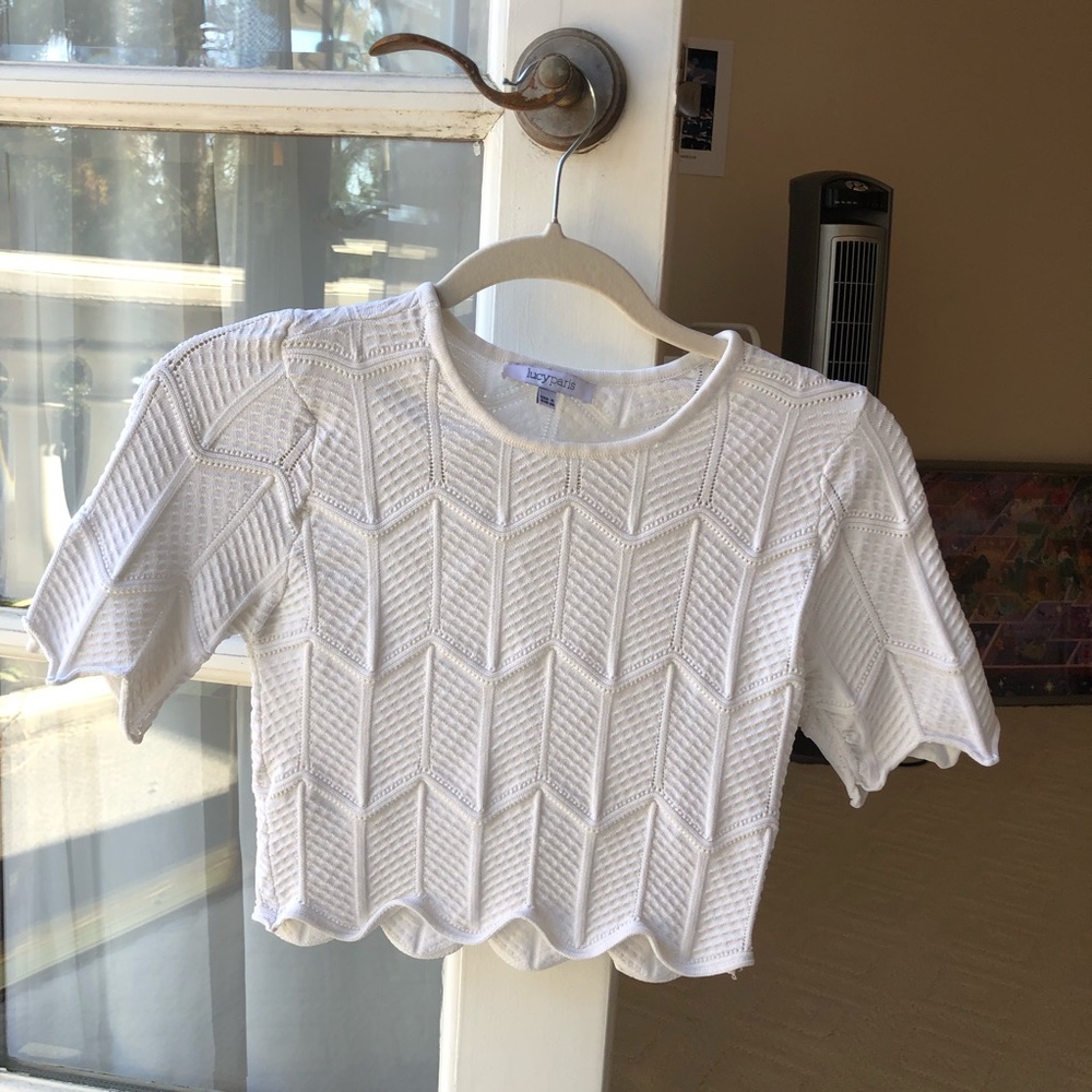 white knit crop tee